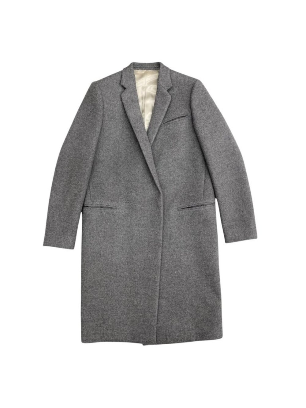 Celine Phoebe Philo Era Crombie Coat Long Chesterfield Gray Wool Polyamide 38